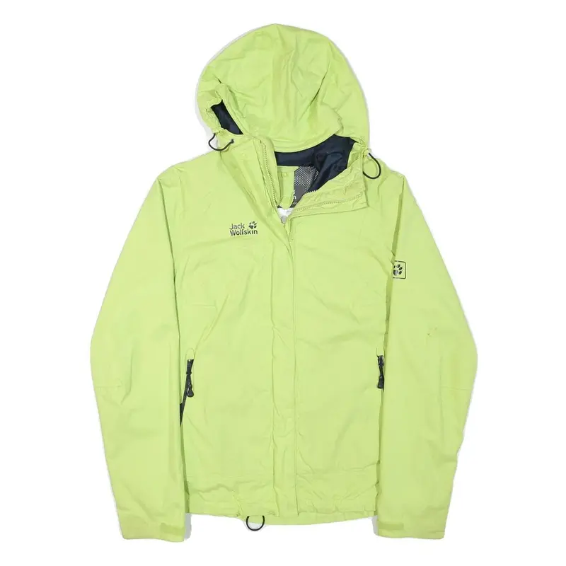 Jack Wolfskin Womens Yellow Jacket S Polyester Blend Outdoor Zip Hooded Pocket 1