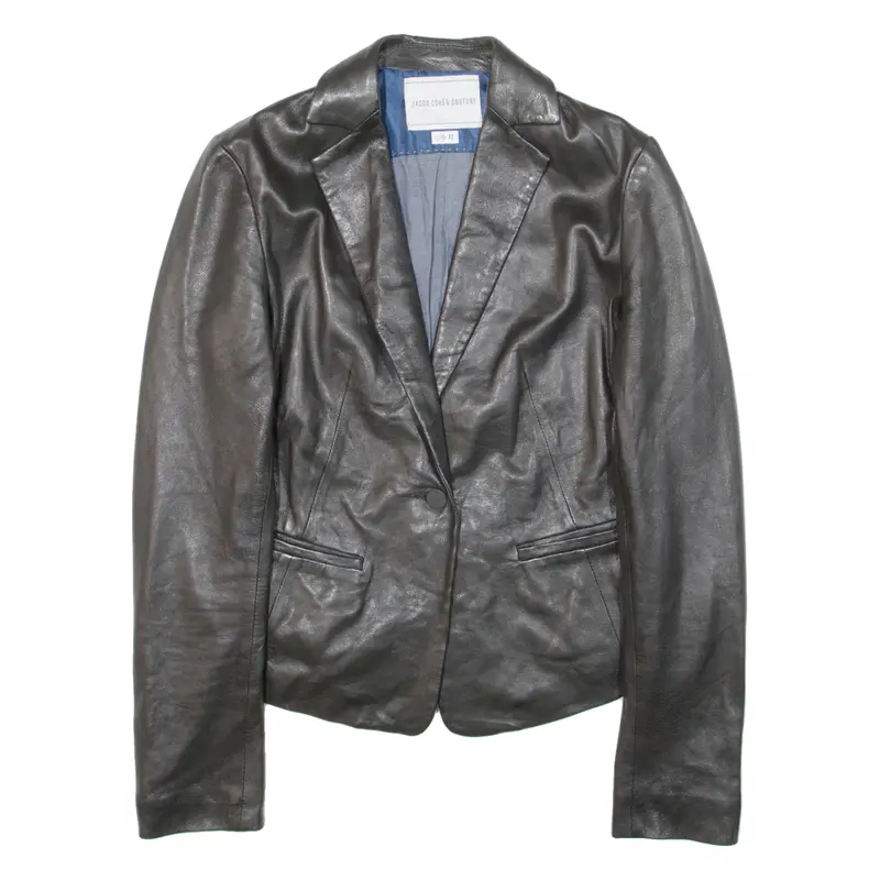 Jacob Cohen Couture Womens Blazer Jacket Black Leather M 1