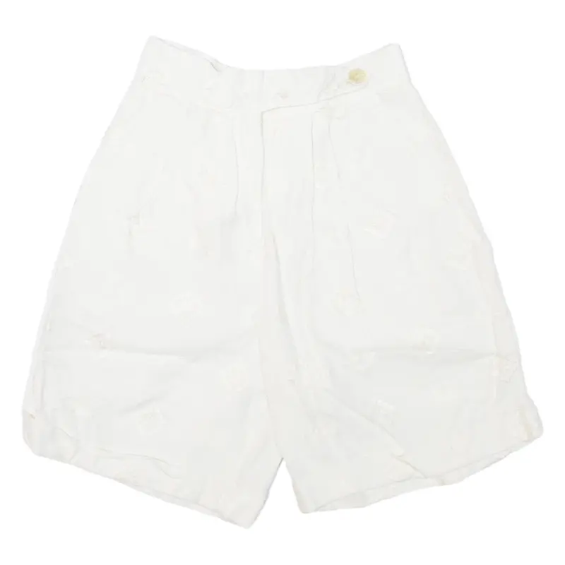 Jacques Fath Pleated Womens Casual Shorts White Relaxed 90S Xxs W24 1