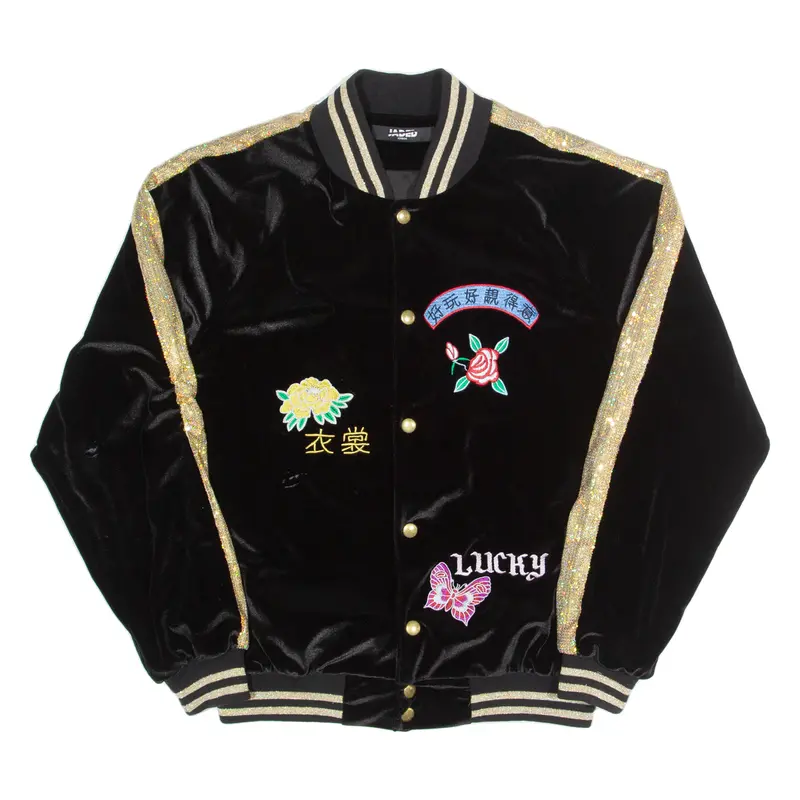 Jaded Womens Bomber Jacket Black Velvet S 1