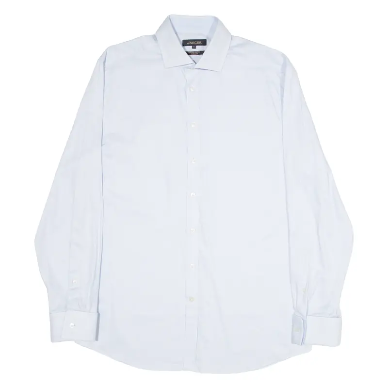 Jaeger Mens Plain Shirt Blue Long Sleeve L 1
