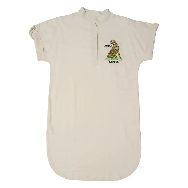 Jambo Womens Shirt Dress Cream Short Sleeve Midi M 1