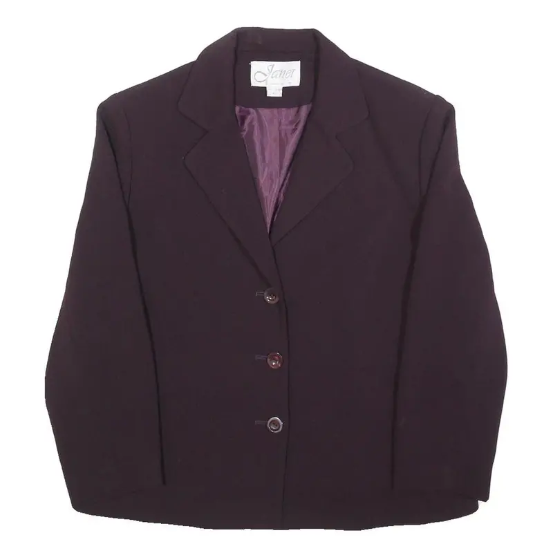 Janet Womens Purple Jacket M Woven Button Closure Classic Tailored 1