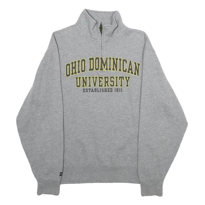 Jansport Mens Grey Ohio Dominican University Cotton Blend 1/4 Zip Sweatshirt S 1