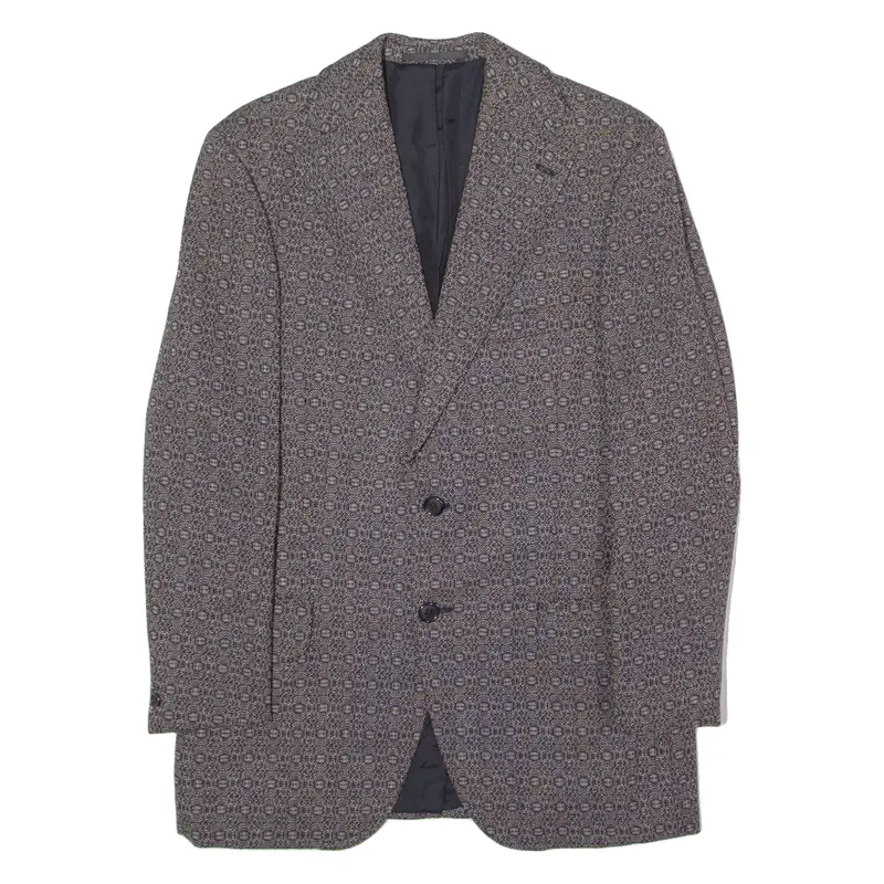 Jartex Mens Blazer Jacket Blue Wool 90S Geometric M 1