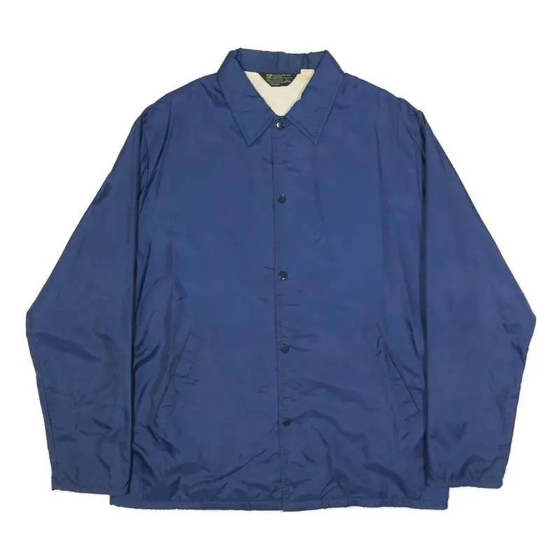 Jc Penney Mens Blue Nylon Button Jacket L Plain Lightweight Casual 1