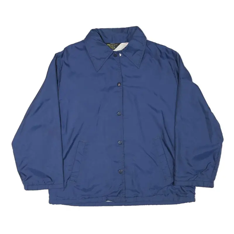 Jc Penney Womens Blue Coach Jacket L Polyester Blend Button Closure Plain 1