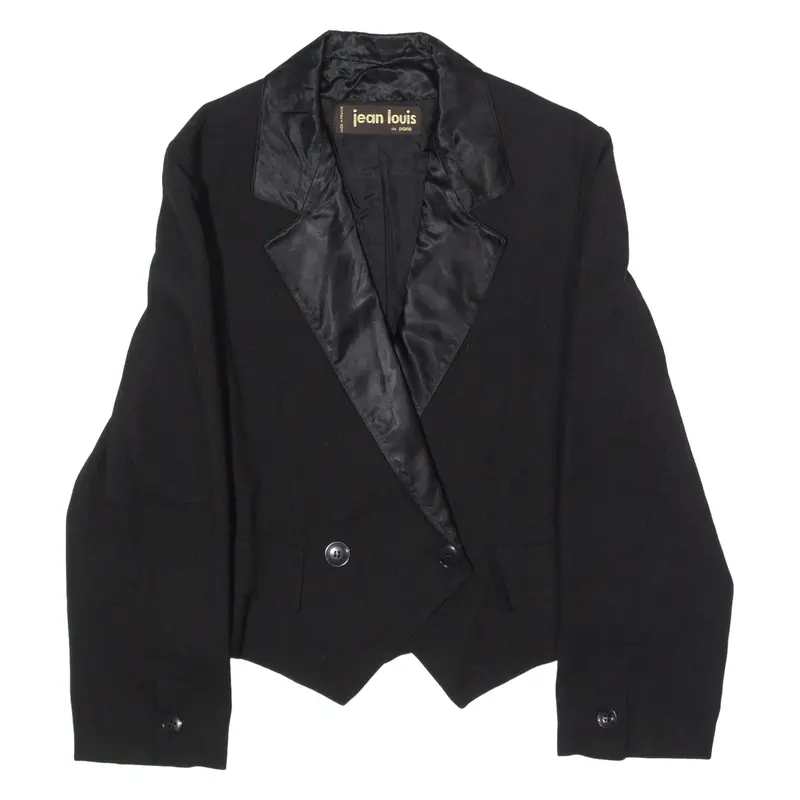 Jean Louis De Paris Womens Blazer Jacket Black Wool 80S S 1