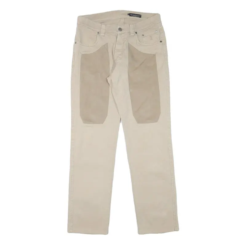 Jeckerson Mens Cotton Blend Beige Regular Fit Trousers W31 L31 Button Closure 1