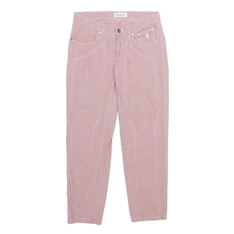 Jeckerson Womens Cotton Blend Pink Regular Straight Trousers W26 L26 Stylish 1