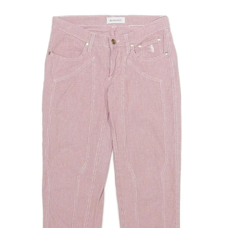 Jeckerson Womens Cotton Blend Pink Regular Straight Trousers W26 L26 Stylish 2