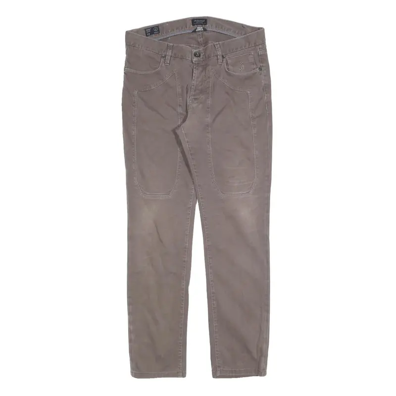 Jeckerson Womens Cotton Blend Slim Beige Trousers W33 L30 Stylish Casual Zip 1