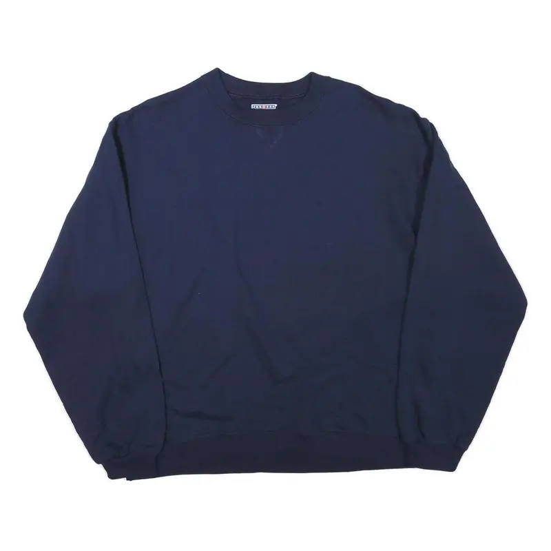 Jerzees Mens Navy Blue Crew Neck M Plain Casual Sweatshirt Cotton Blend 1