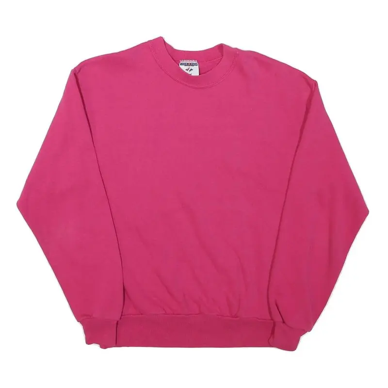 Jerzees Womens Pink Crew Neck Sweatshirt M Plain Cotton Blend Pullover 1