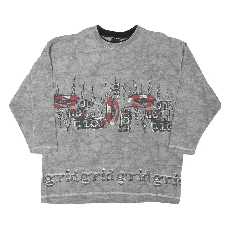Jingles Mens Grey Cotton Blend Crew Neck M Sweatshirt Graphic Text Print 1