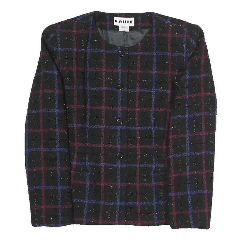 Joan Leslie Womens Black & Blue & Purple Checked Blazer Jacket Uk 6 Polyester 1