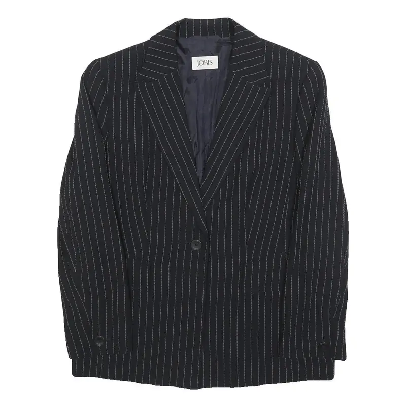 Jobis Womens Black Pinstripe Button Jacket M Woven Classic Tailored 1