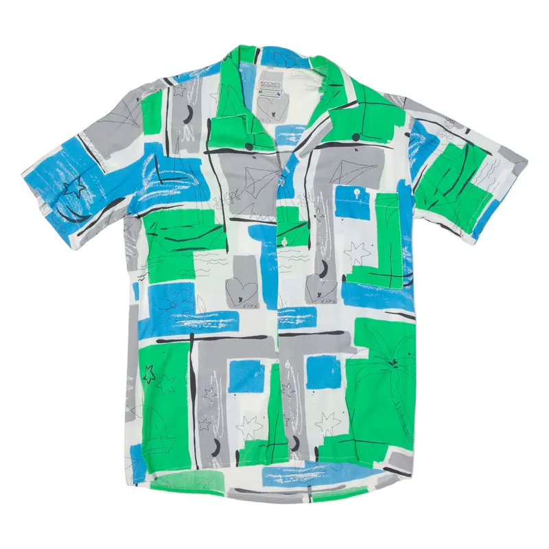 Jockey Sportswear Mens Shirt Green Viscose Crazy Pattern M 1