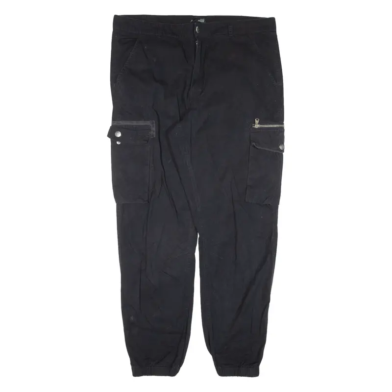 John Adams Cargo Womens Trousers Black Regular Tapered W36 L29 1