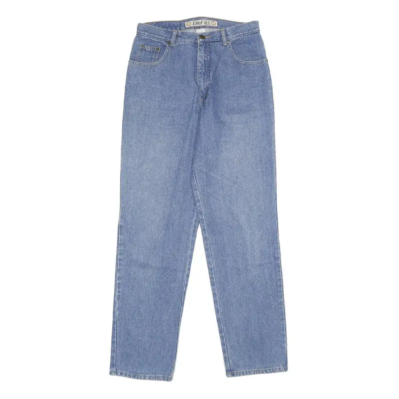 John F Gee Womens Classic Blue Denim Jeans W28 L34 Zip Pocket Straight Fit 1