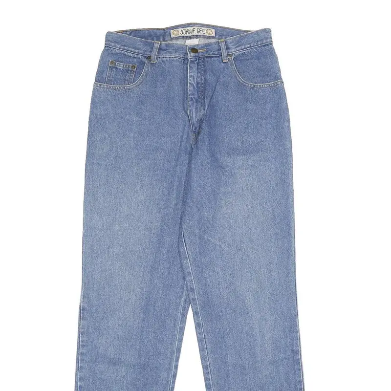 John F Gee Womens Classic Blue Denim Jeans W28 L34 Zip Pocket Straight Fit 2