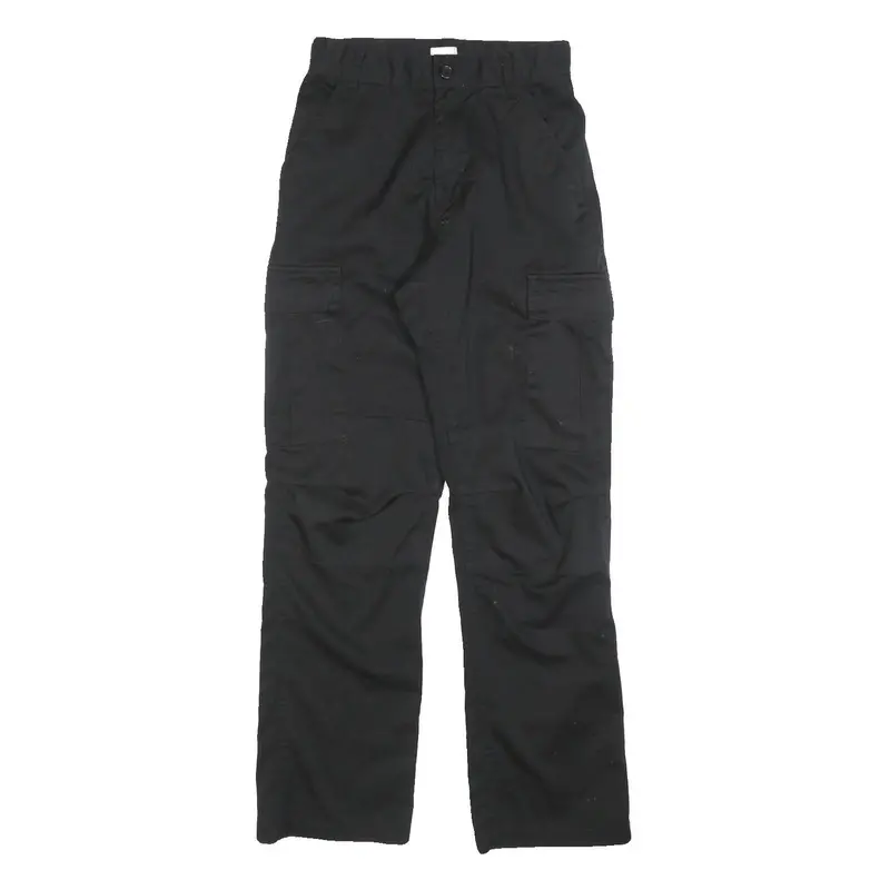 John Galt Boys Cotton Blend Black Relaxed Straight Trousers W25 L29 Cargo Pocket 1