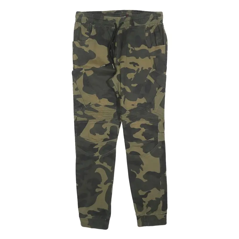 John H Mens Cotton Blend Slim Camouflage Cargo Trousers W30 L28 Drawstring Waist 1
