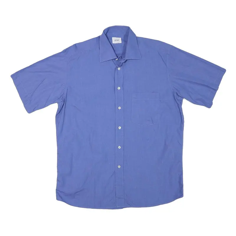 Joop! Mens Blue Cotton Blend Shirt M Classic Fit Button Short Sleeve Casual 1