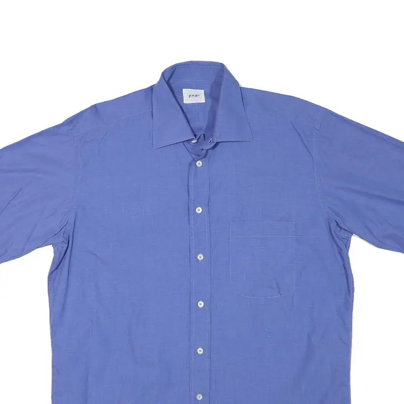 Joop! Mens Blue Cotton Blend Shirt M Classic Fit Button Short Sleeve Casual 2