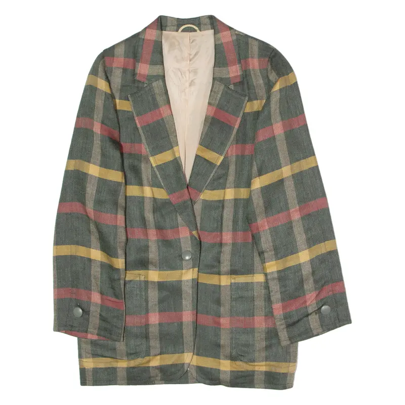 Joseph Janard Womens Blazer Jacket Green Linen Check Uk 8 1