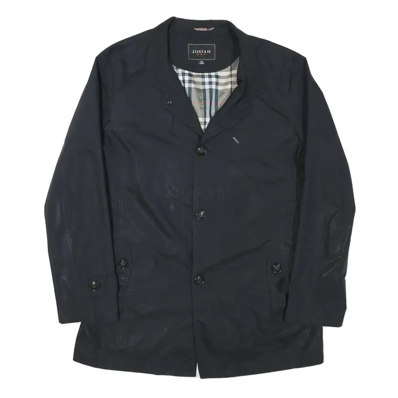 Josiah Mens Black Button Jacket M Polyester Blend Plain Classic Button Closure 1