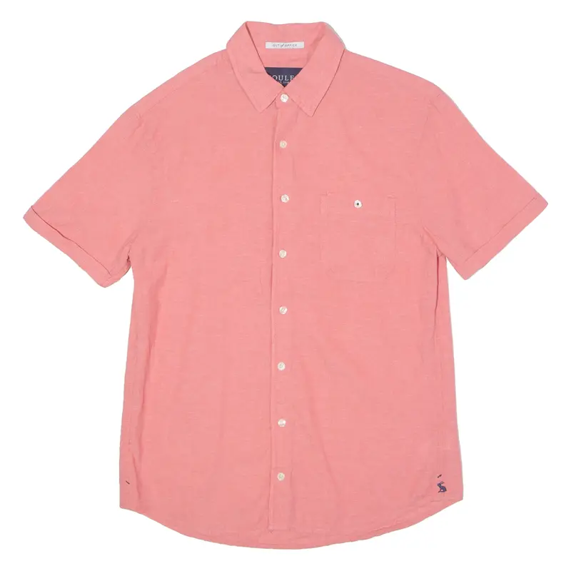 Joules Out Of Office Mens Plain Shirt Red Linen S 1