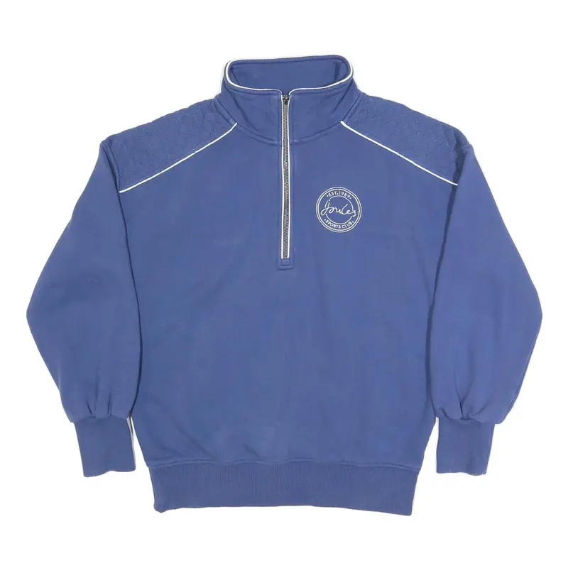 Joules Womens Blue Sports Club Patterned Zip Neck Basic Knit Uk 14 Jumper 1