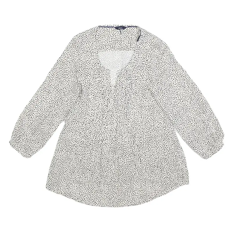 Joules Womens White & Black Printed Blouse Long Sleeve Round Neck Uk 6 Casual 1