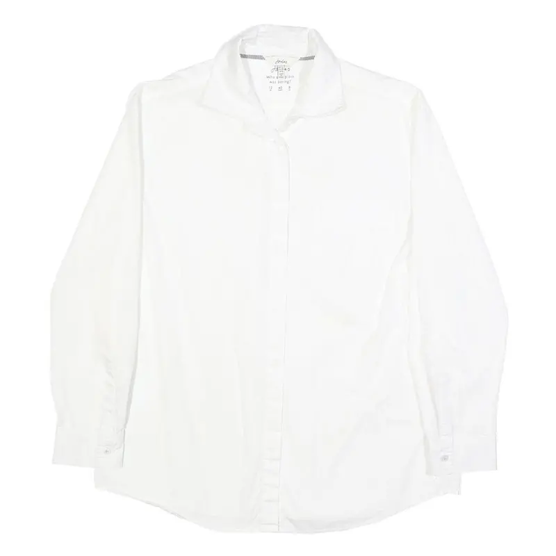 Joules Womens White Shirt Uk 12 Classic Cotton Long Sleeve Casual 1