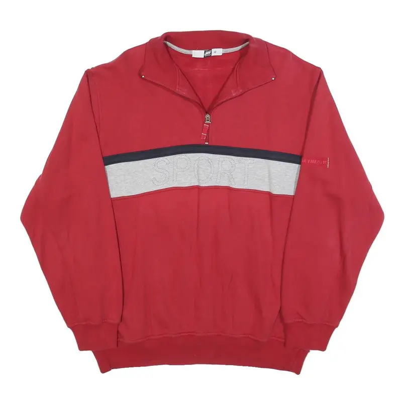 Joy Mens Red & Grey Sport Quarter Zip Sweatshirt M Cotton Blend Casual 1