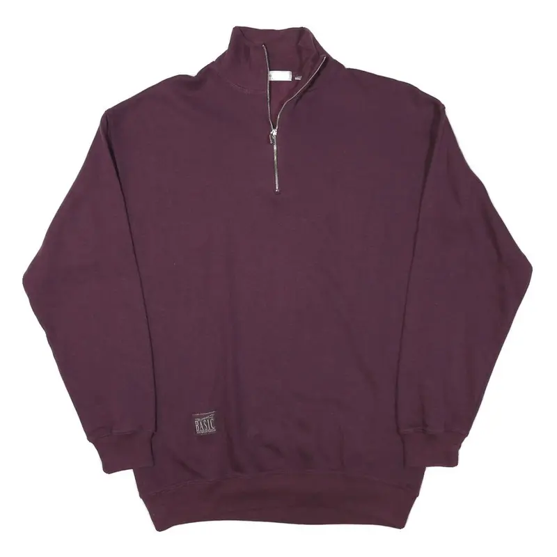 Joy Sportswear Mens Maroon 1/4 Zip Sweatshirt L Casual Cotton Blend Pullover 1