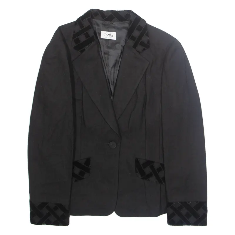Julia Womens Blazer Jacket Black Wool M 1