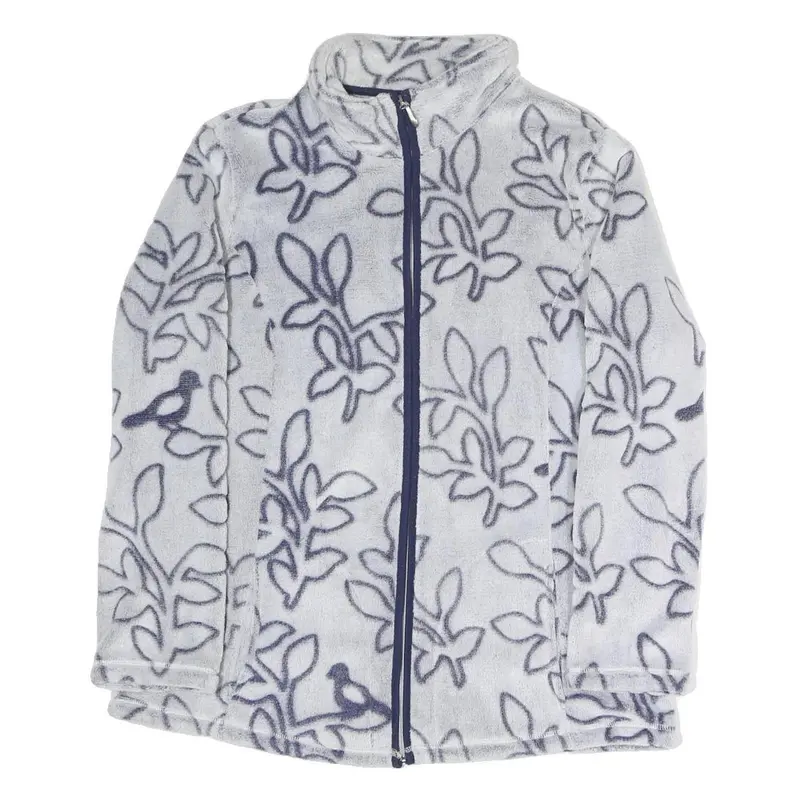 Julienna Collection Womens Grey & Navy Print Zip Jacket L Polyester Blend Soft 1