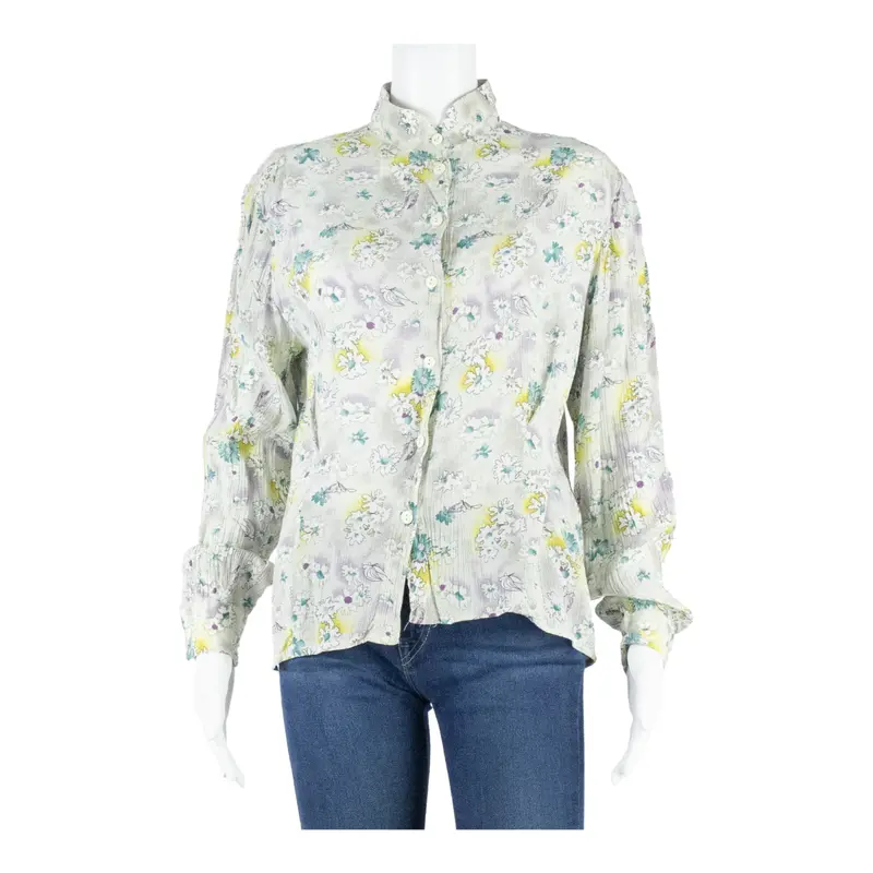 Julietta Womens Printed Blouse Purple Long Sleeve Floral M 1