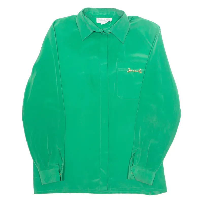 Julietta Womens Shirt Green Collared Long Sleeve L 1
