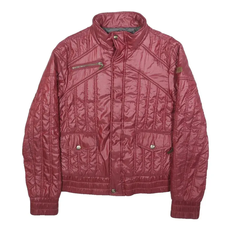 Just Cavalli Womens Red Quilted Jacket S Polyester Blend Zip Casual Stylish 1