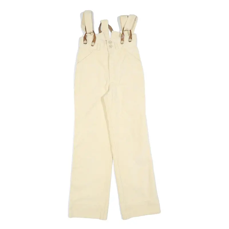 Just Girls Cotton Blend Cream Relaxed Straight Trousers W24 L28 Suspender Zip 1
