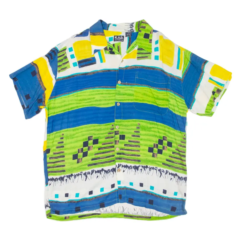 K.A.D Mens Shirt Blue Crazy Pattern L 1