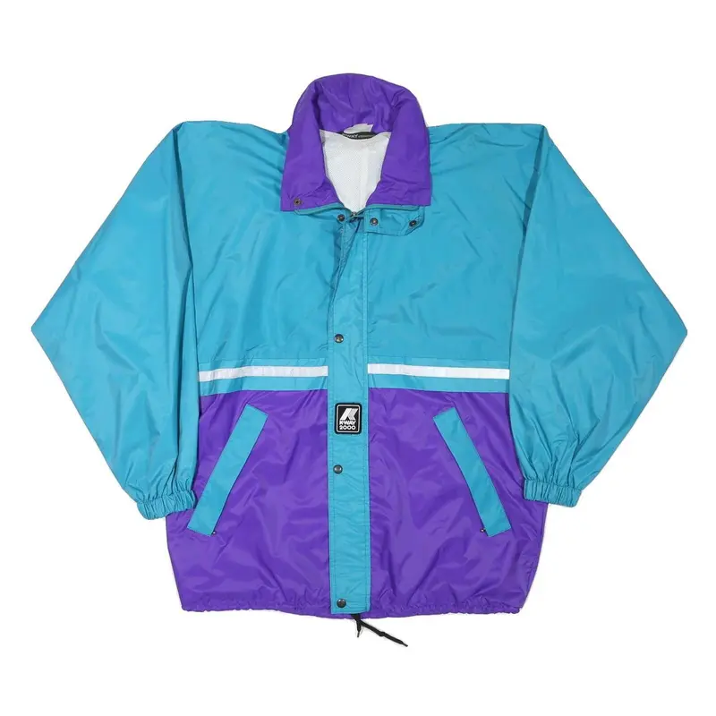 K Way Mens Blue & Purple Zip Jacket S Polyester Blend Colourblock Windbreaker 1