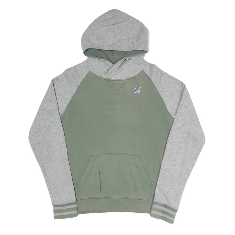 K-Way Mens Green & Grey Pullover Hoodie S Cotton Blend Casual 1
