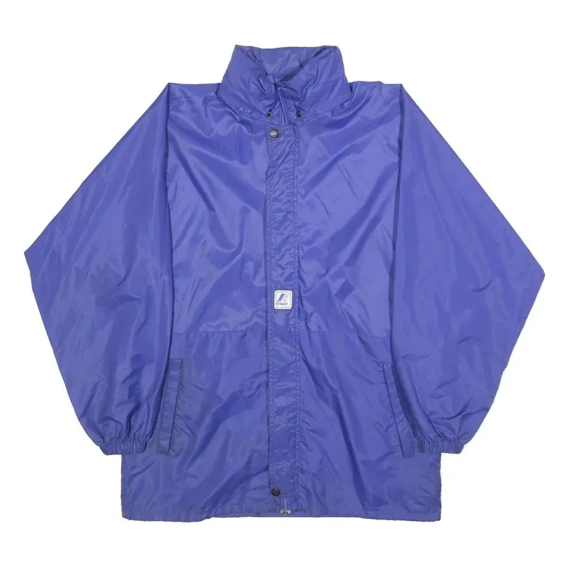 K-Way Womens Blue Synthetic Jacket M Water Resistant Zip Lightweight 1