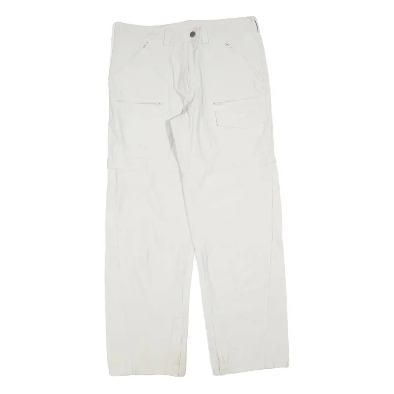 K-Way Womens White Regular Fit Straight Leg Trousers W34 L32 Zip Polyester Blend 1