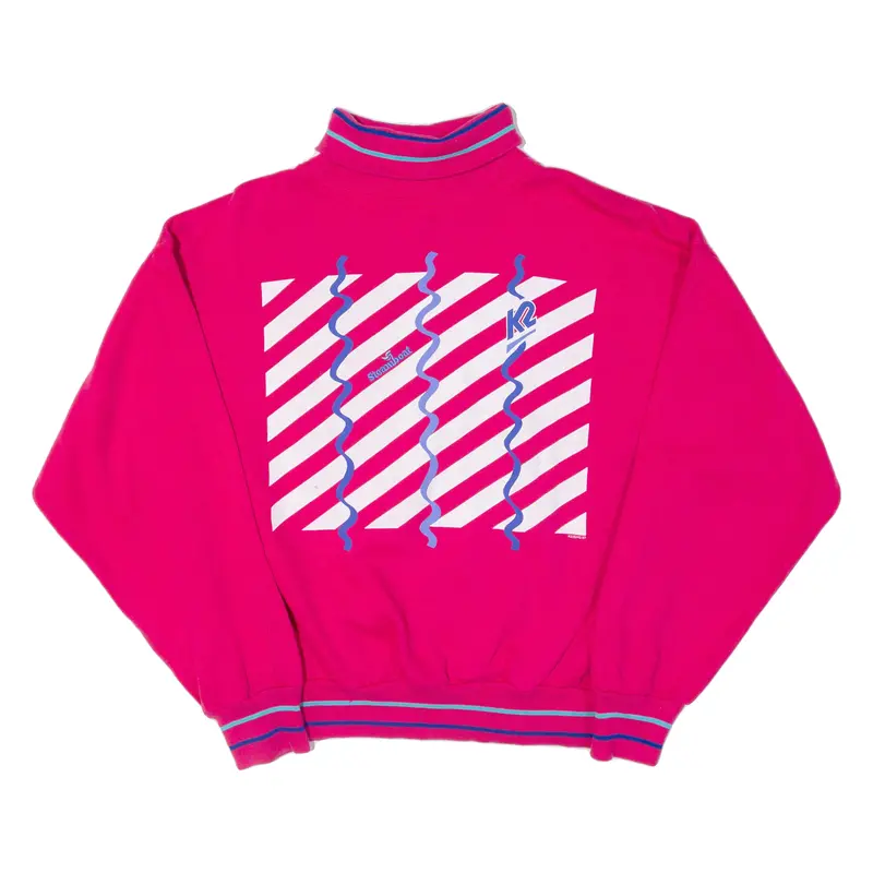 K2 Cropped Womens Sweatshirt Pink Roll Neck M 1
