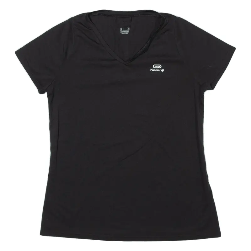 Kalenji Mens T-Shirt Black V-Neck S 1